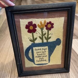 Framed Watering Can Art with Flowers